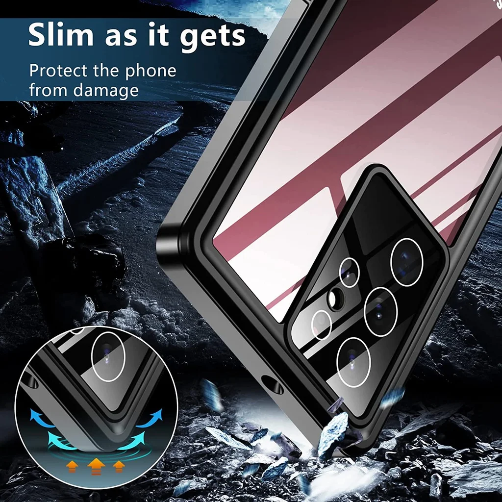 Waterproof Built-in Screen Protector Case For Samsung Galaxy S22 Ultra Full Protection Heavy Duty Shockproof Anti-Scratched