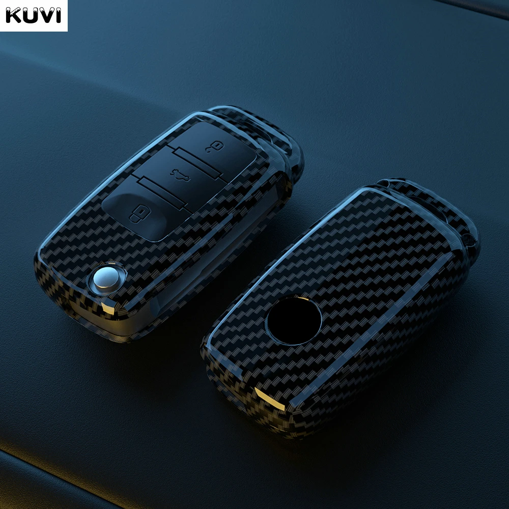 Key Case Carbon Fiber ABS Car Key Case Cover Shell for VW Volkswagen Polo Tiguan Passat Golf 7 MK Jetta Skoda Kodiaq Superb Octavia Seat