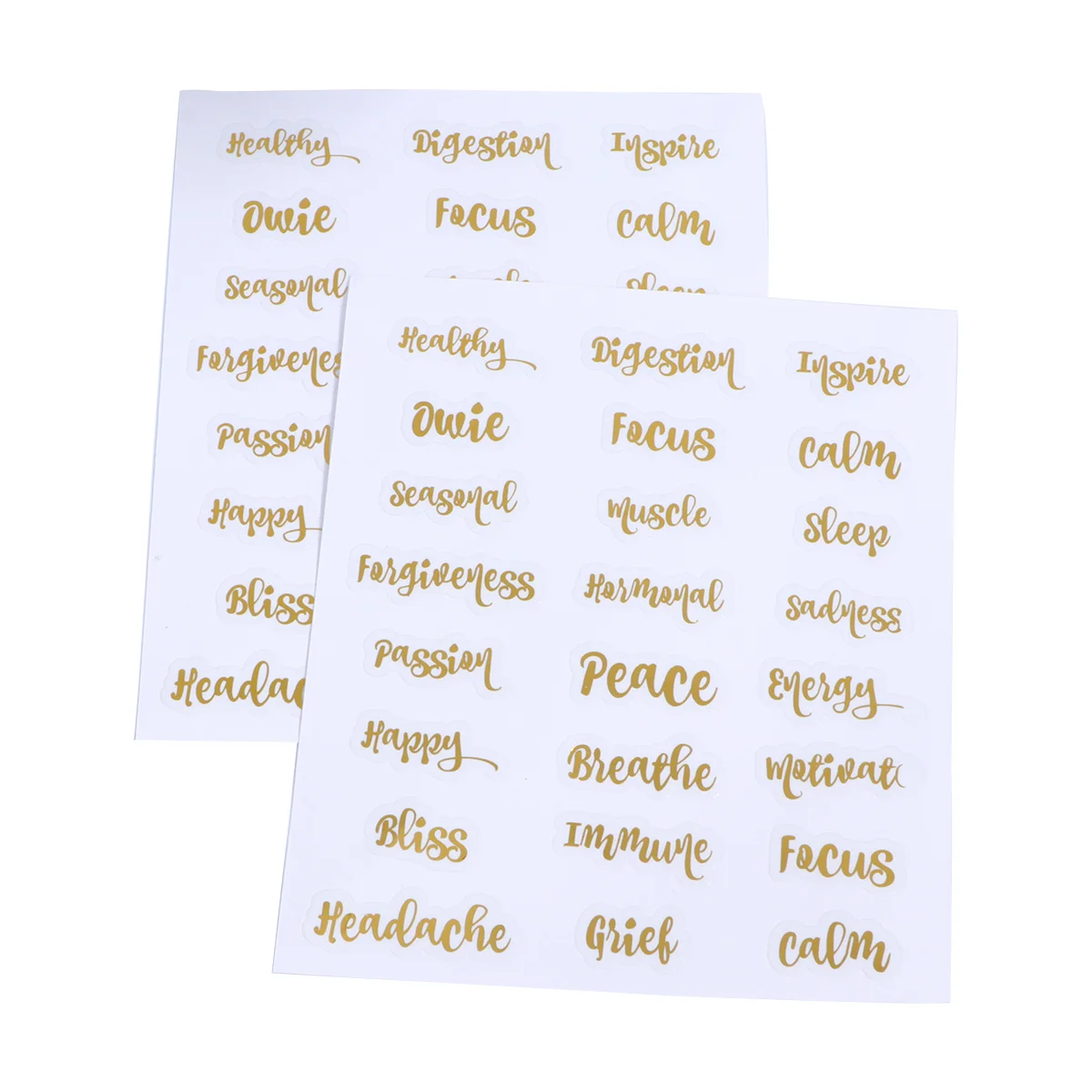 

Paper Gold Letter Pain Wellness Happy Peace Label Sticker Essential Oil Bottle Tags Decorative Sticker DIY Handmade Sticker