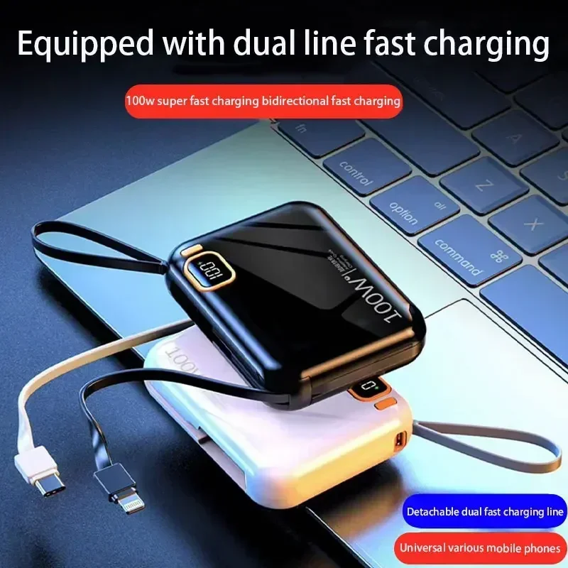 50000mah Portable Power Bank PD100W Detachable USB to TYPE C Cable Two-way Fast Charger Mini Powerbank for iPhone Xiaomi Samsung images - 6