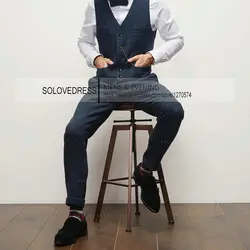 Men's Classic-Fit Herringbone Wool Tweed Gentleman Retro Pants Trousers Suit Regular Leisure Cotton Business Wedding Groomsman