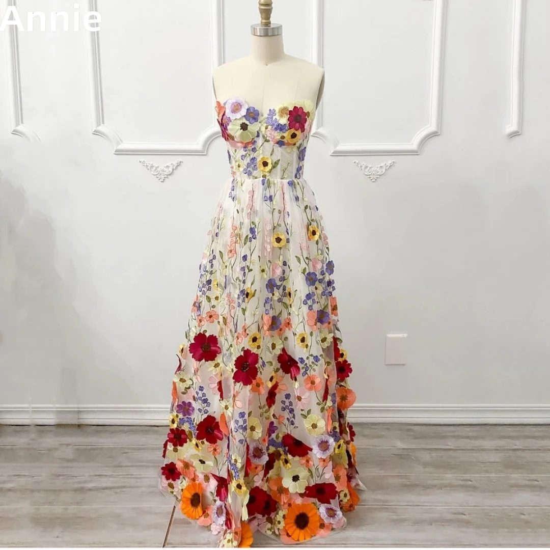 

Annie 3D Three-dimensional Decals Prom Dresses Sexy Strapless Vestidos De Fiesta Elegantes Para Mujer 2023 فساتين السهرة