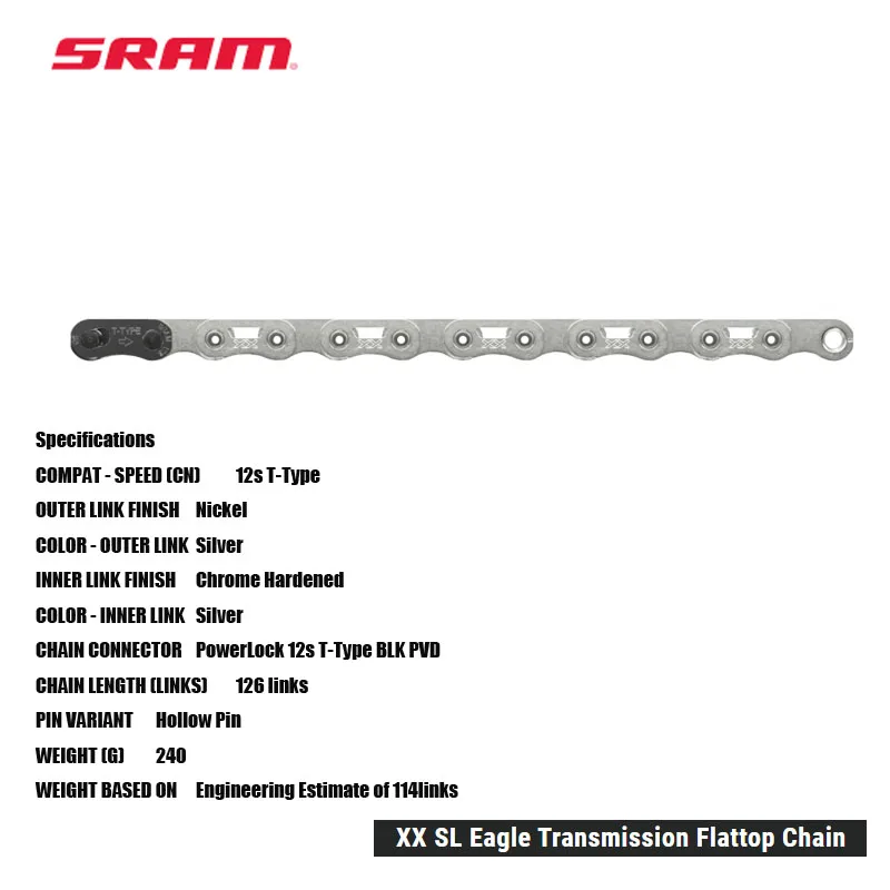 

SRAM XX SL Eagle Transmission Flattop Chain 12s T-Type MTB & Road bicycle acesssories cycling