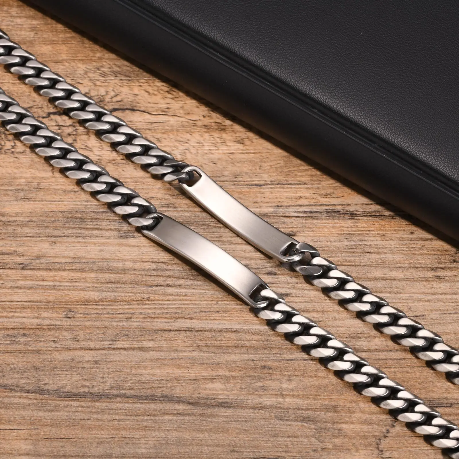Personalized Cuban Link Bracelet - Custom Engraved Stainless Steel Rubber Chain ID Tag