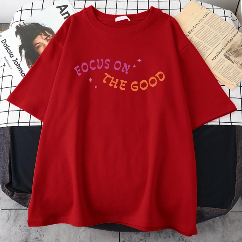 

Focus On The Good Print Mens T-Shirts Korean Fashion Tshirts Casual Classic Clothing Comfortable Outdoor Short Sleeve Men