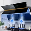 Wall Mounted 36 Inch Kitchen Hood Smoke Extractor Fan 24 Double Suction Black Modern Infrared Sensor Switch Smart Range Hood 3