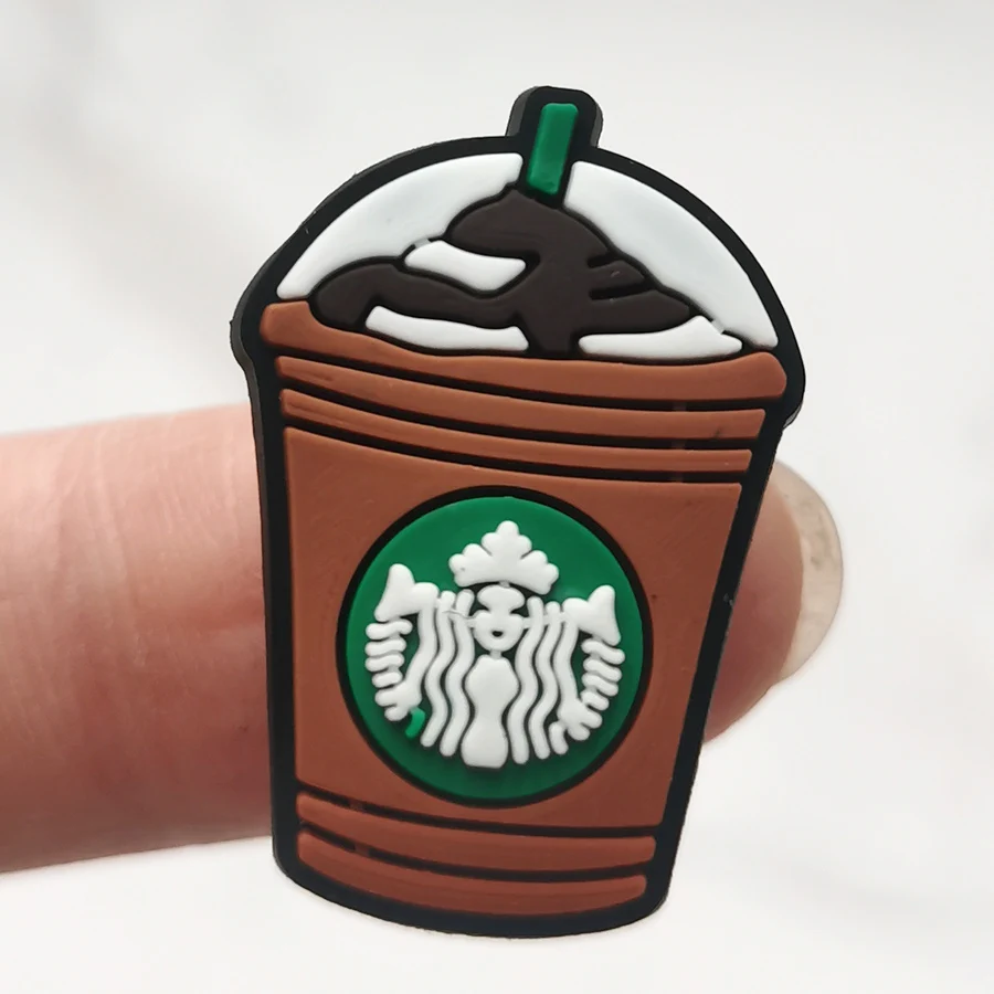 1Pcs PVC Shoe Buckle Accessories Funny DIY Colorful Cat Coffee Cup Shoes Buttons Decoration Jibz For Croc Charms Kids Gift
