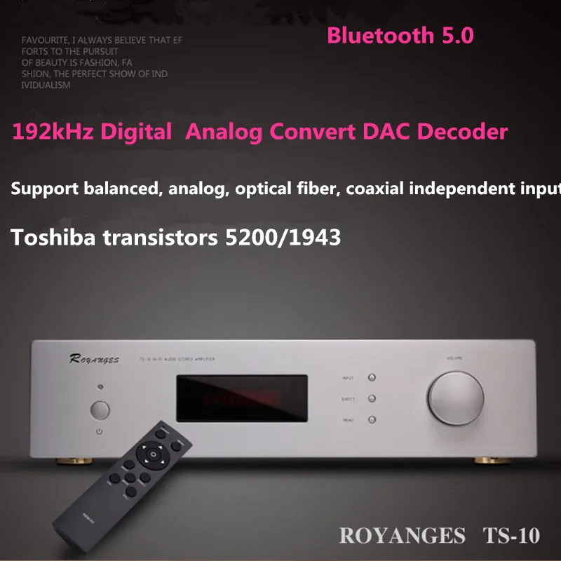 

TS-10 C5200 A1943 Tube 150W*2 Stereo Bluetooth 5.0 LDAC 192kHz Digital Analog Convert DAC Decoder Home Audio Amplifier
