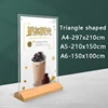 A4 acrylic standing board L-shaped wooden table card holder advertising board desktop T-shaped table card dining board 6