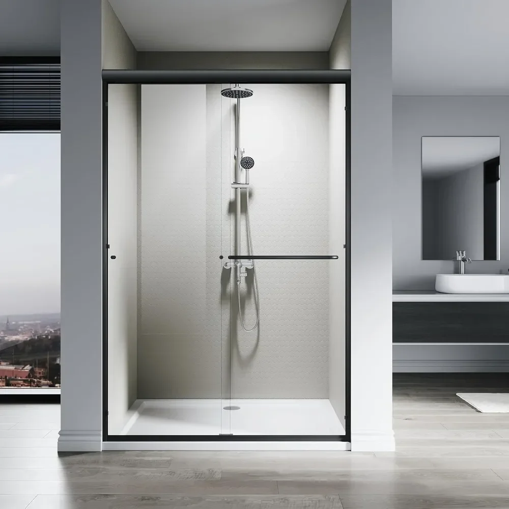Shower Door, 48" W, Tempered Glass Shower Door, Sliding Showers Glass Doors, Easy To Clean, Bathroom Glasss Showers Door