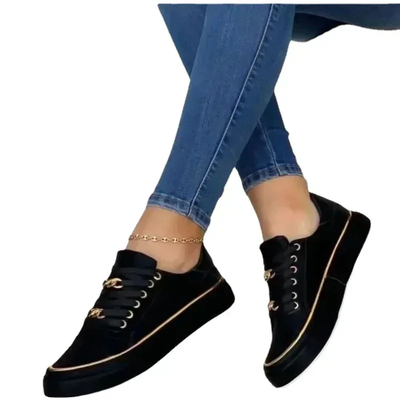 Women's Sneakers 2025 New Fashion Womens Shoes Comfortable Round Toe Platform Sneakers Lace-up Walking Vulcanized Shoes Zapatos 5