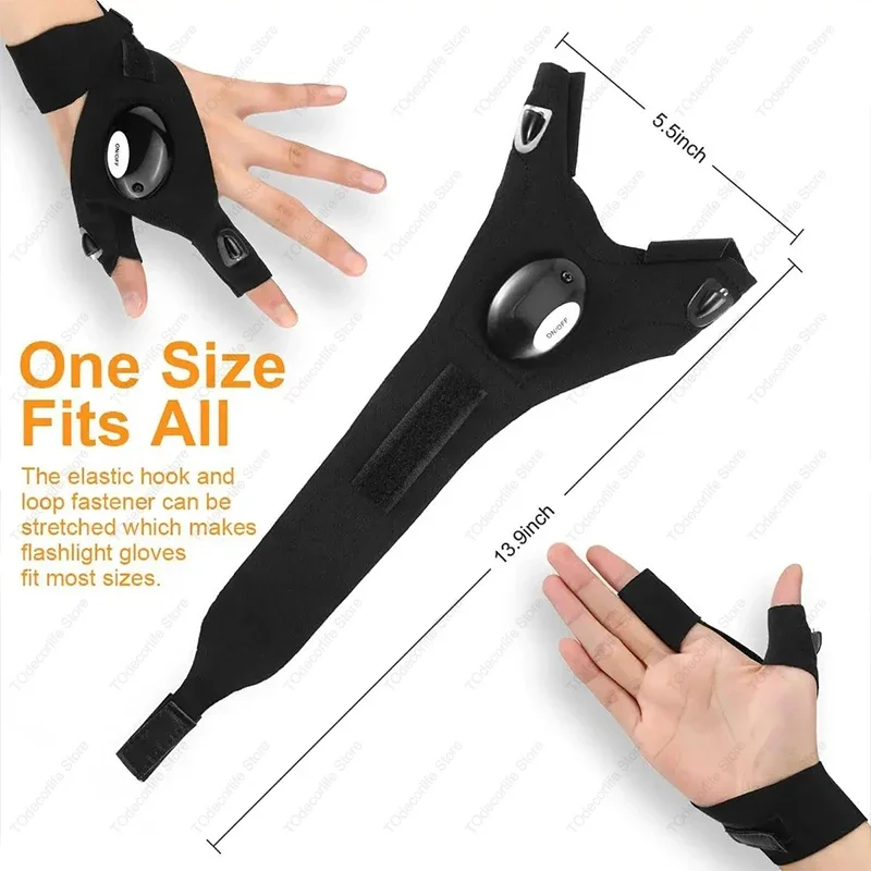 1-10 PCS LED Lighted Gloves Riding Night Fishing Camping Outdoor Hiking Rescue Lighting Gloves Lighted Running NEW