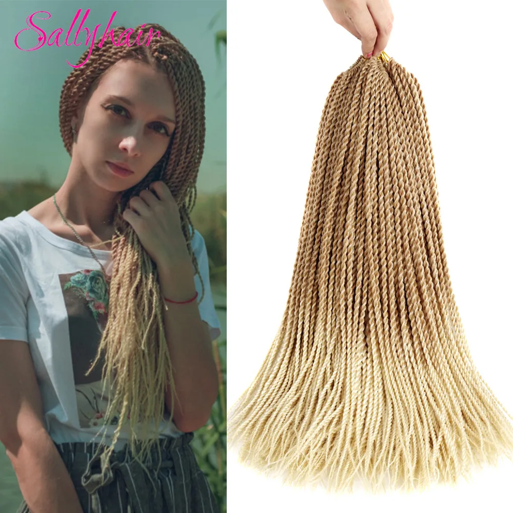 Sallyhair Synthetic Small 30Roots/Pack Senegalese Twist Crochet Braids Hair 18" 2X Crochet Braidin Synthetic Ombre Braiding Hair