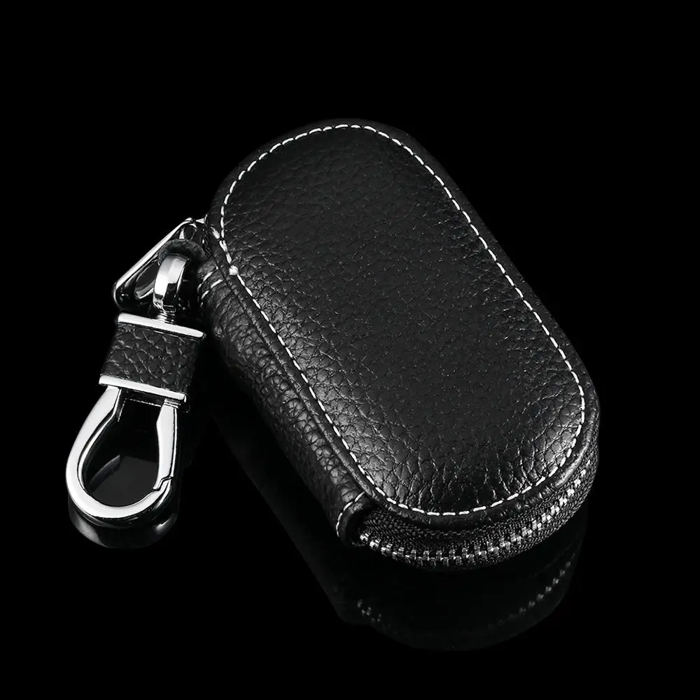 4 Colors Genuine Leather Car Remote Key Wallets Key Bag Keys Zipper Case