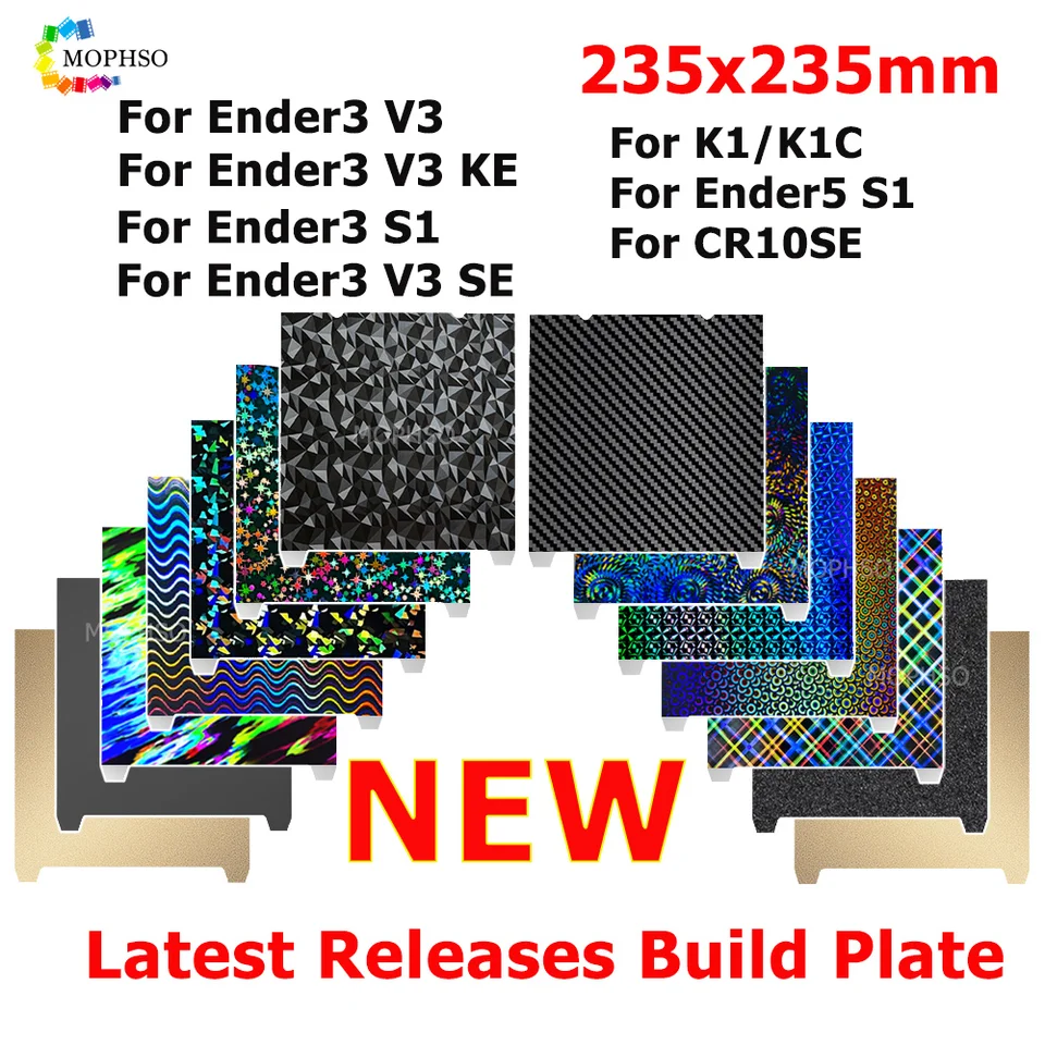 Doppelseitige Buildplate PEI + PET-Kohlefaser 235x235 Mm Für Ender 3 S1, V3, K1 – Hohe Haftung, Flexibel, Bis 300°C