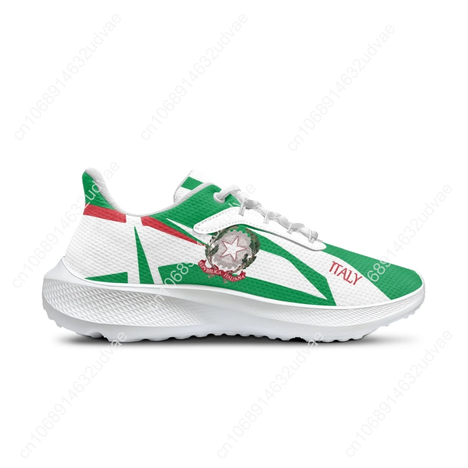 Green White Women's Sneakers Italy Flag Design Brand Summer Sneakers Lightweight Lace Up Casual Walking Shoes Flats