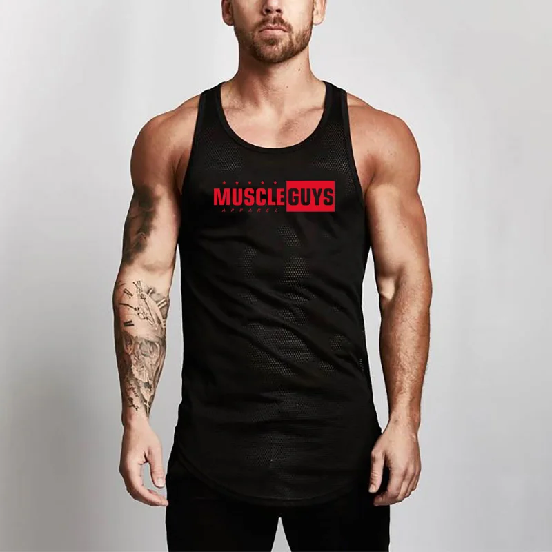 

Brand Gyms Workout Casual Sportswear Stringer Quick-dry Clothing Bodybuilding Fitness Vest Men's Tank Top Sleeveless Shirt