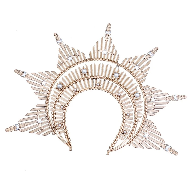 

Gothic Tiaras Headband Princess Pearls Headpieces Crowns for Wedding Party Dropshipping