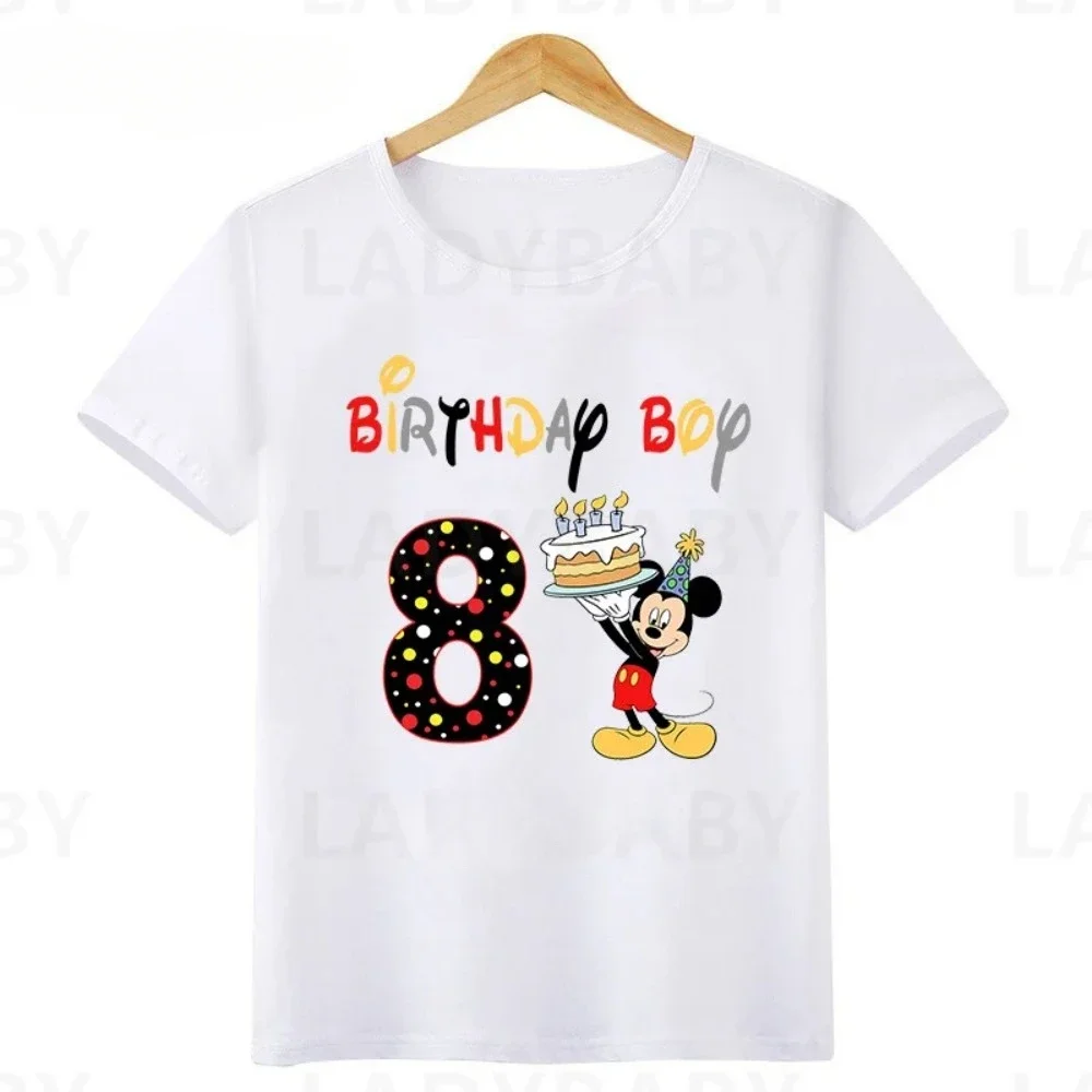 Disney Mickey Mouse Graphic Birthday Boy T Shirt Kids Clothes 1 2 3 4 5 6 7 8 9 10 Years Baby Boys Party T-Shirts Customize Tops 2