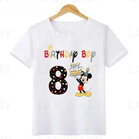 Disney Mickey Mouse Graphic Birthday Boy T Shirt Kids Clothes 1 2 3 4 5 6 7 8 9 10 Years Baby Boys Party T-Shirts Customize Tops 2