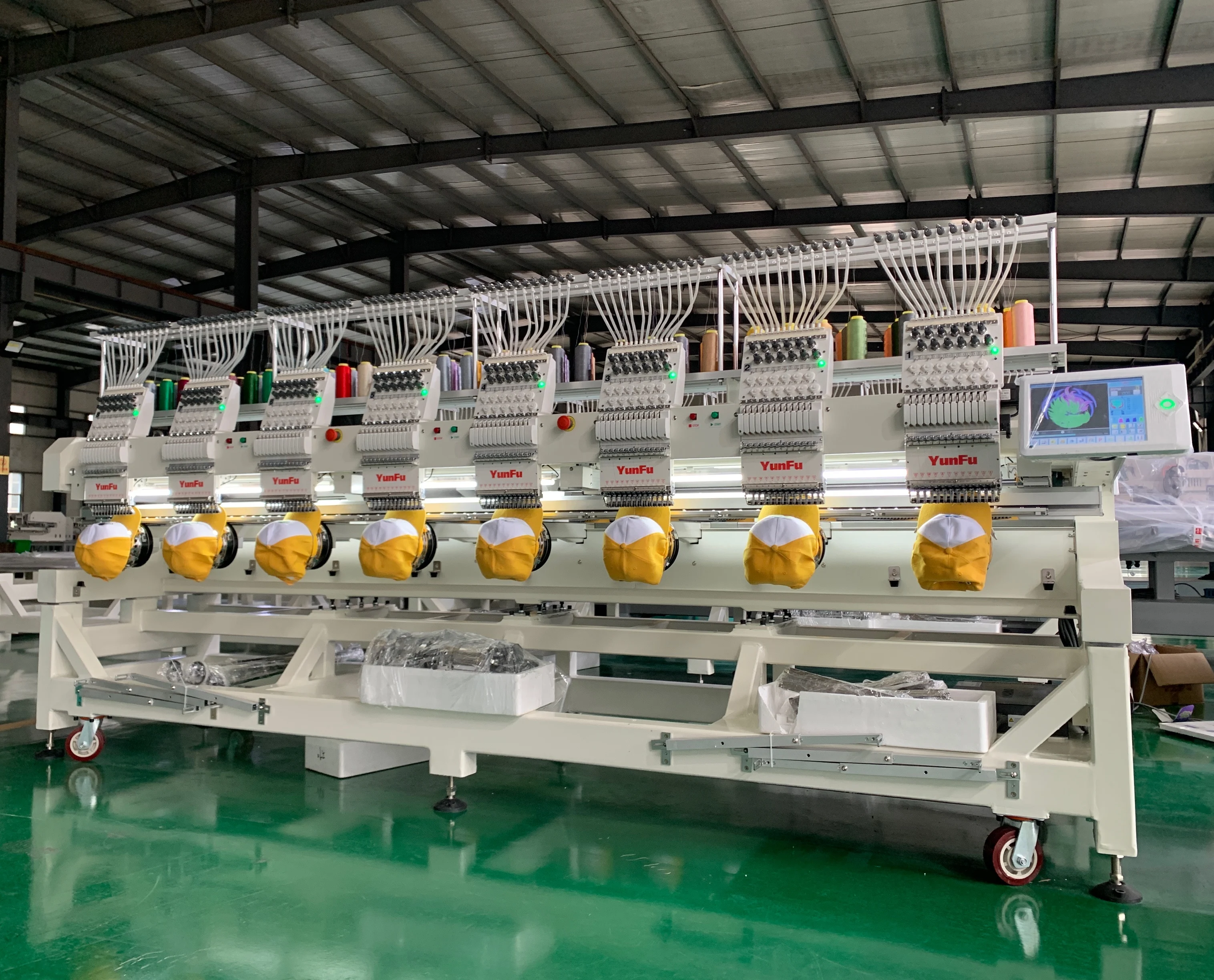 YunFu Computerized T Shirt 6 Heads Embroidery Machine 12 15 Needle High Speed 6 Head Embroidery Machine for Caps and T-shirt 2