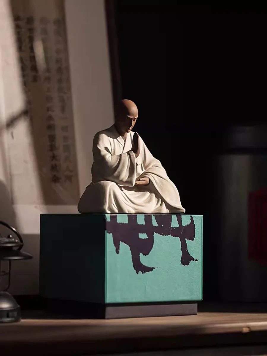 New Creative Chinese Purple Sand Tea Petting Zen Small Monk Decoration Ceramic Living Room Tea Ceremony Decoration