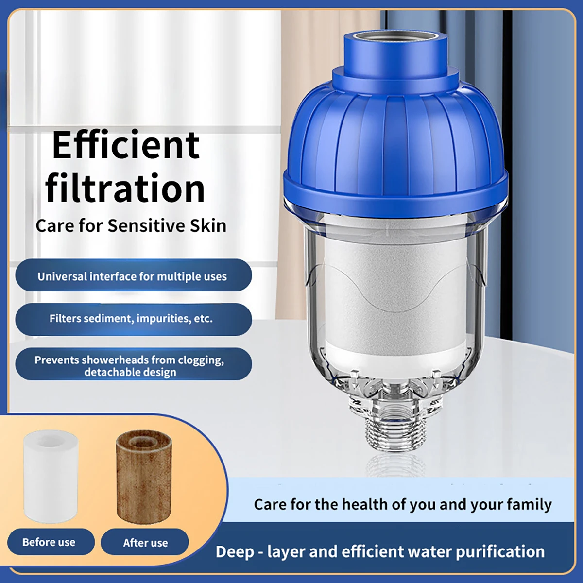 Universal Water Inlet Filter Transparent Visual Housing Removable for Cleaning Removes Rust and Sand Retains Minerals