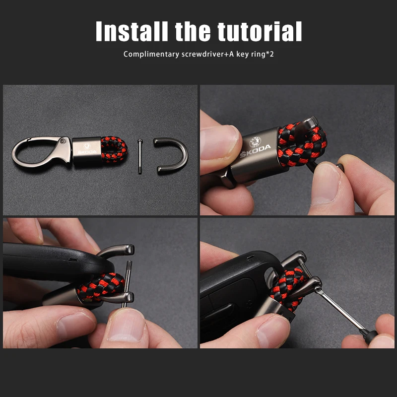 Car Key Accessories Metal Auto Keychain Ring For Skoda Octavia Kodiaq Enyaq iV Kamiq Scala Superb Fabia Rapid Karoq