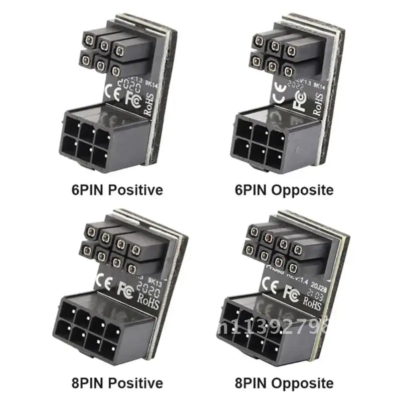 그래픽 엘보 GPU 파워 스티어링 커넥터, VGA PSU 어댑터, PCIE 6 핀 8 핀, 180 도 회전