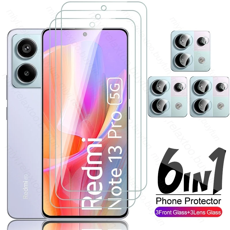 

Redmy Note13 Pro 4G 5G Glass 6 в 1 HD закаленное стекло, Защита экрана для Xiaomi Redmi Note 13 Pro 5G 2024, Защитная пленка для камеры