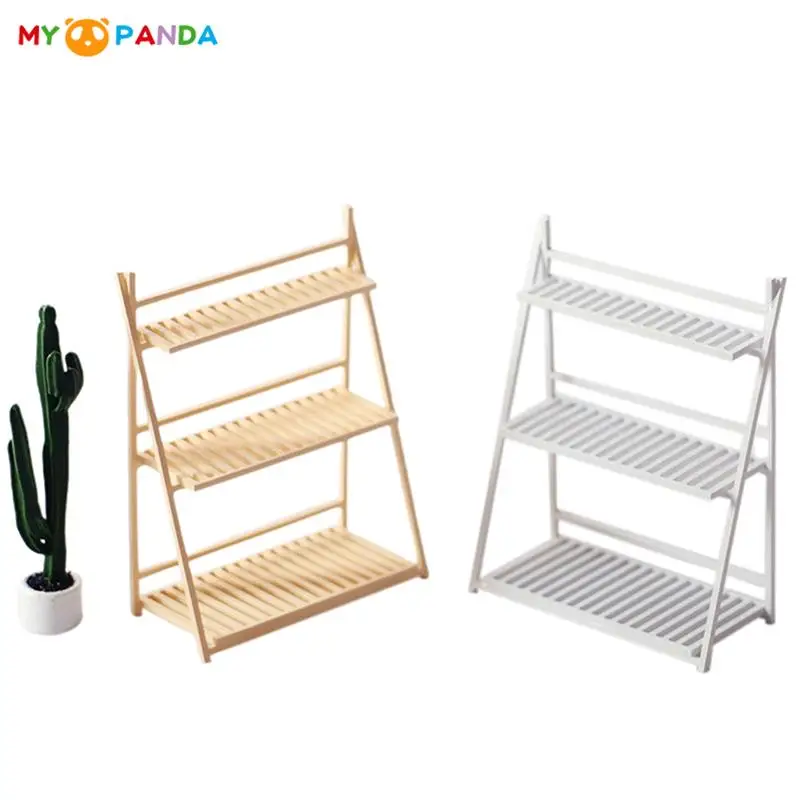 

1:12 Кукольный домик мини Простая подставка для цветов трехуровневая полка книжная полка Модель Кукольный дом мебель для гостиной Декор для сада