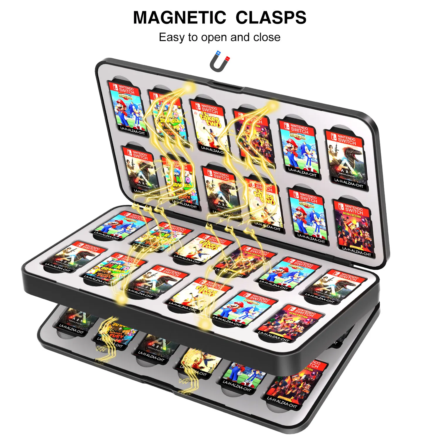 48 In 1 Switch Game Card Storage Case Magnetic Switch Game Card Box Accessories with Soft Silicone Lining