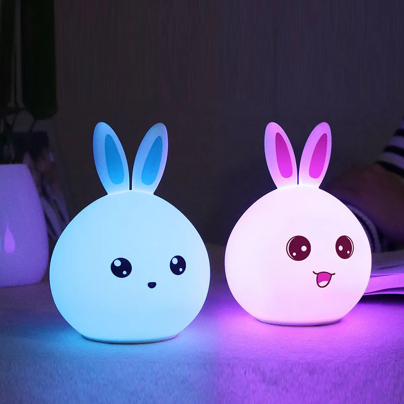 Led Rabbit Night Light Touch Sensor Anime Lamp Colorful Silicone Light For Kids Gift Children's Bed
