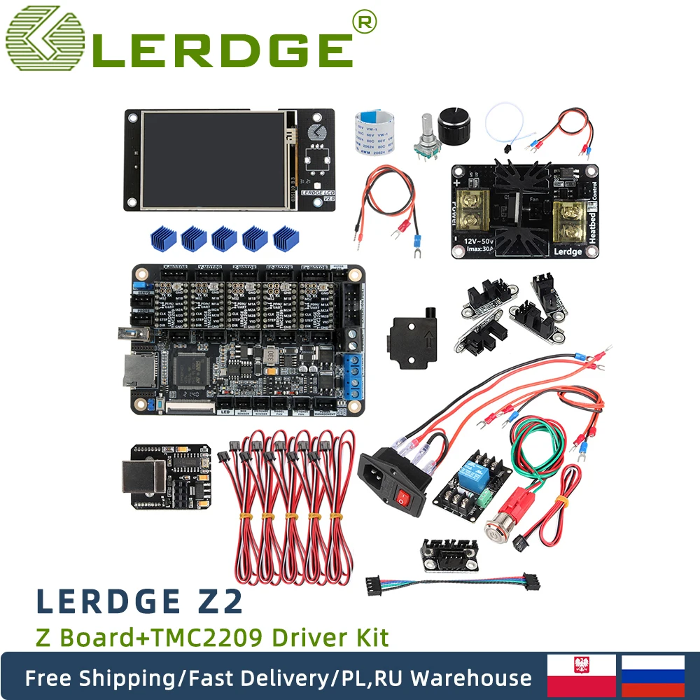 LERDGE-Z 32 Bit 3D Printer Control Main Board DIY electronic Kit Z2 Motherboard TMC2209 Driver Parts 256 subdivision
