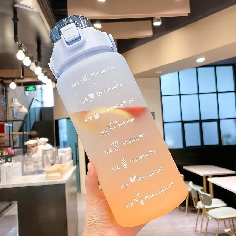 64OZ Large Capacity Transparent Cup Straw Mug with Scale Sports Outdoor Fitness Bottle Plastic Mug Large Capacity Straw water bottle,sports water bottle,sports bottle,plastic water bottle,plastic cup