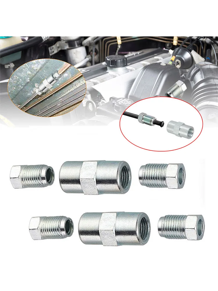 Car Brake Line Union Fittings 6 PCS 10mm For Inverted Bell Mouth Of 3/16 Pipe