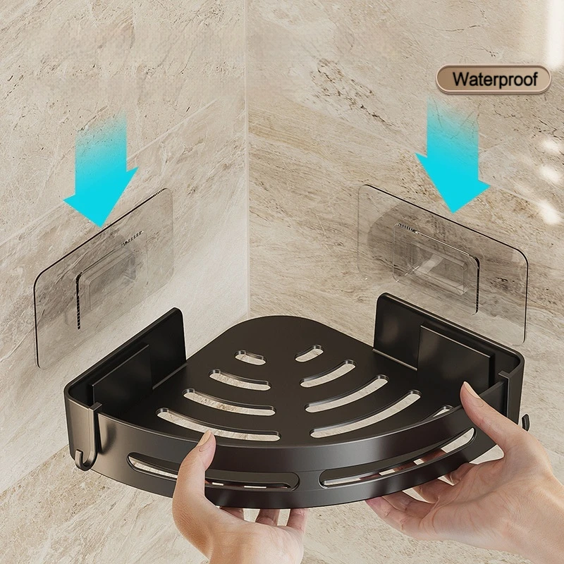 Bathroom Storage Shelf ABS Plastic Corner Space Triangle Basket Shower Room Storage Rack No Drill Wall Mounted