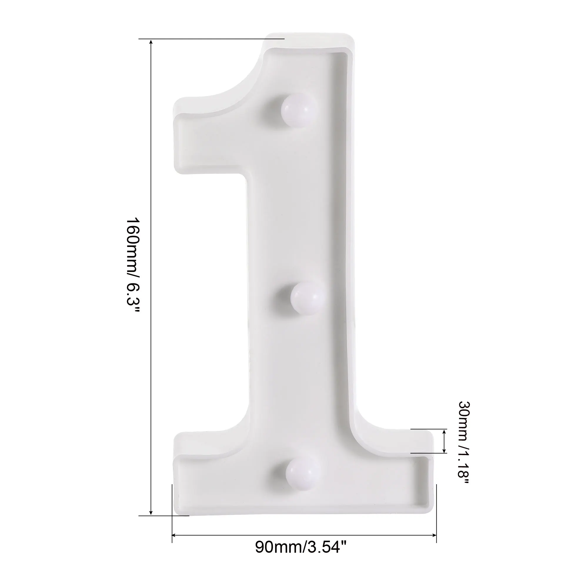 uxcell LED Letter Lights Number Light Battery Powered for Night Light Wedding Birthday Party (White, Number 1)