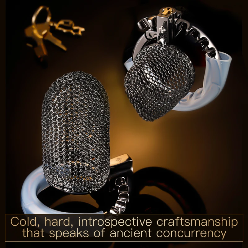 SEVANDA New Upgrade One-Piece Adjustable Snap Ring Metal Mesh Male Chastity Cage Aluminum Alloy CB Penis Lock Cock Cage for Men penis chastity cage chastity lock sex toy