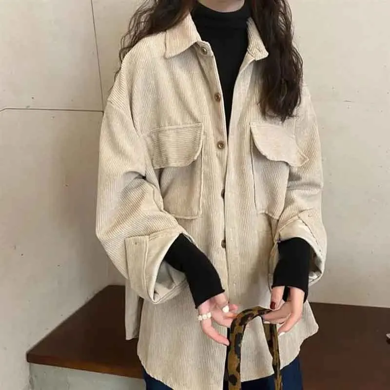 2ShirtsWomen Vintage Long Sleeve Fall Fashion Streetwear All-match Elegant Office Ladies Clothing Solid Loose Simple Chic Korean