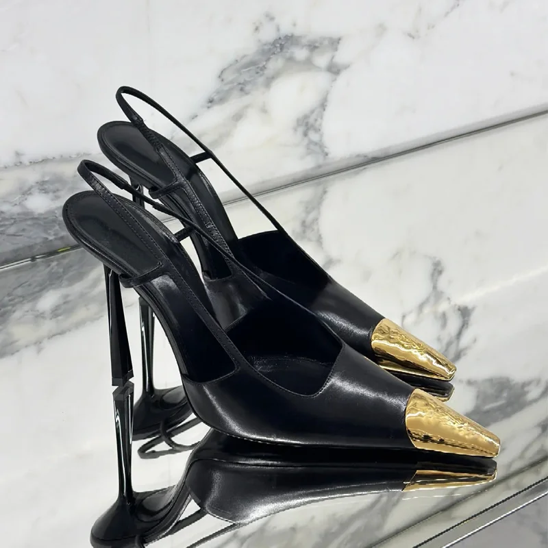 Summer Metal Pointed Toe Sandals Slingback Women's Stiletto Heels 7/9/11Cm High Heels