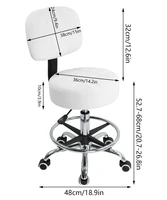 KKTONER Swivel Round Rolling Stool PU Leather with Adjustable Foot Rest Height Adjustable Task Work Drafting Chair with Back 2