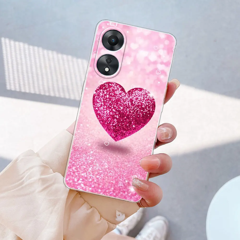 For OPPO A78 2023 Case Stylish Love Heart Milk Cow Candy Painted Soft Back  Cover For OPPO A58 A78 5G A1 Pro CPH2483 Phone Fundas