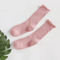 Retro Ruffled Cotton Ankle Socks - Solid Colors, Harajuku Style, Perfect Gift - One Size (Pink socks)