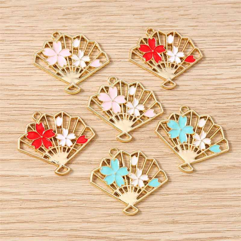 10개 30x26mm 귀여운 에나멜 꽃 모양 팬 참 커넥터 펜던트 DIY 수제 목걸이 귀걸이 보석 제작 액세서리