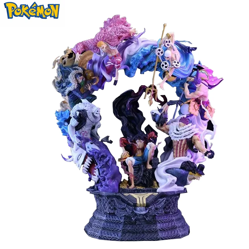 

Gk 48Cm One Piece Action Figure Throne Monkey D Luffy with Enemies High Quality Collectible Doll Toys Model Desktop Ornaments