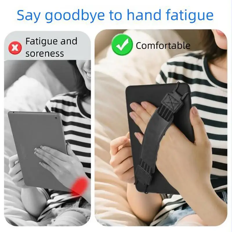 Universal Leather Tablet Hand Strap with Elastic Anti-Drop Secure Grip