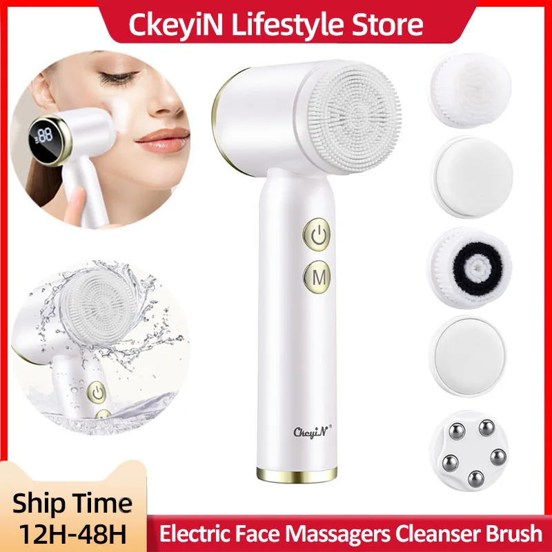 CkeyiN6In1ElectricFaceMassagersCleanserBrushRotatingPore