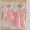 Summer New Kids Baby Girls Short Sleeve Sisters Embroider Dress Infant Rompers Kids Baby Girls Sweet Princess Clothes Rompers 2