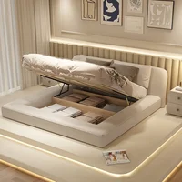 Lit de mariage multifonctionnel minimaliste moderne, chambre à coucher, espace de rangement, meubles de maison, taille Queen 3